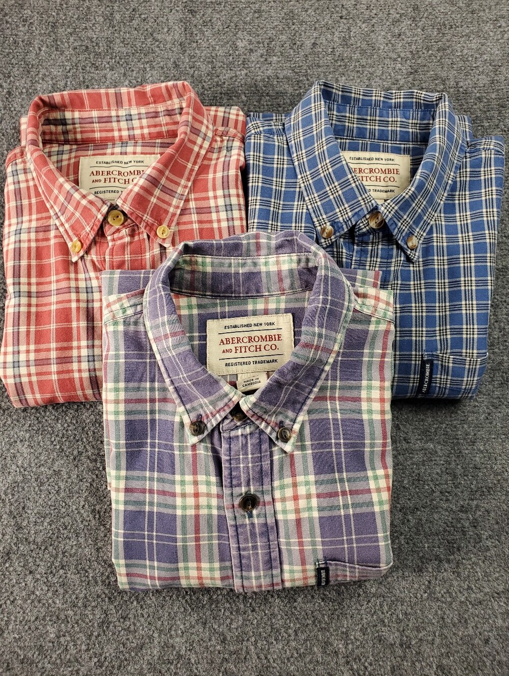 Vintage Y2K Abercrombie & Fitch Big Shirt XL Lot Of 3 Plaid Twill Button Down